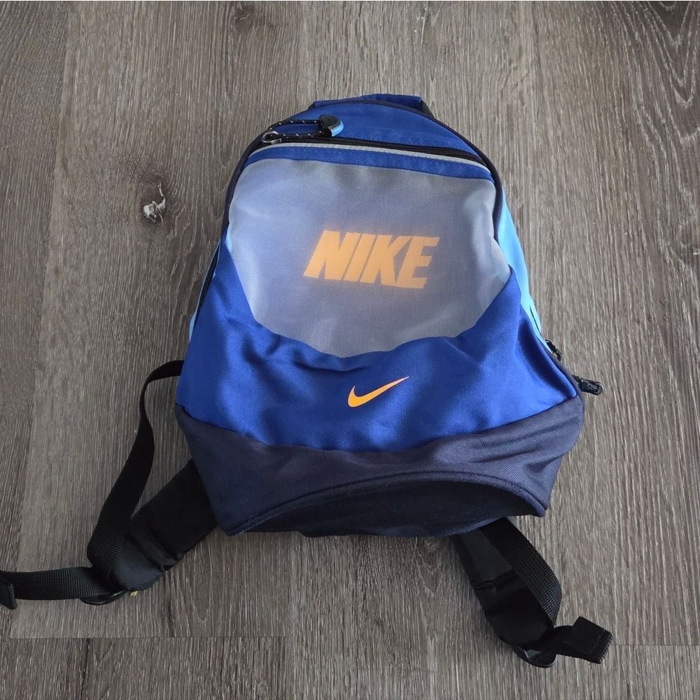 Vintage 90s Nike Backpack Mini Bag Blue Logo Sports Casual Roomy Y2K